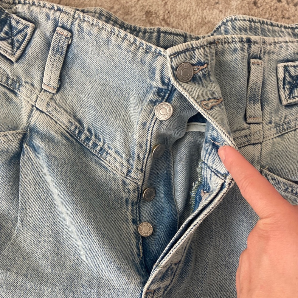 NWOT Free People Light Blue Care FP Super Sweeper Wide Leg Jeans Sz M baggy - Picture 11 of 16